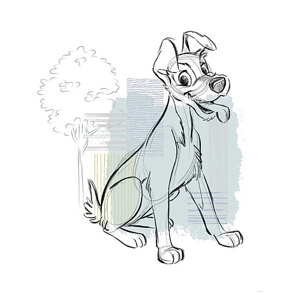 Komar Wandbild Disney Lady and the Tramp Hello Tramp 40 cm x 50 cm Blau günstig online kaufen