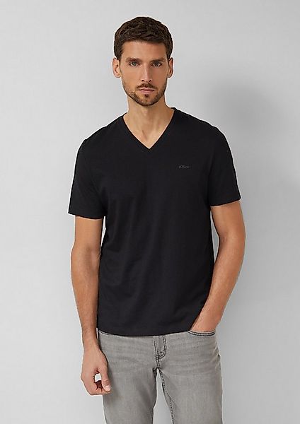 s.Oliver Kurzarmshirt T-Shirt Baumwoll-T-Shirt mit V-Ausschnitt und Logopri günstig online kaufen