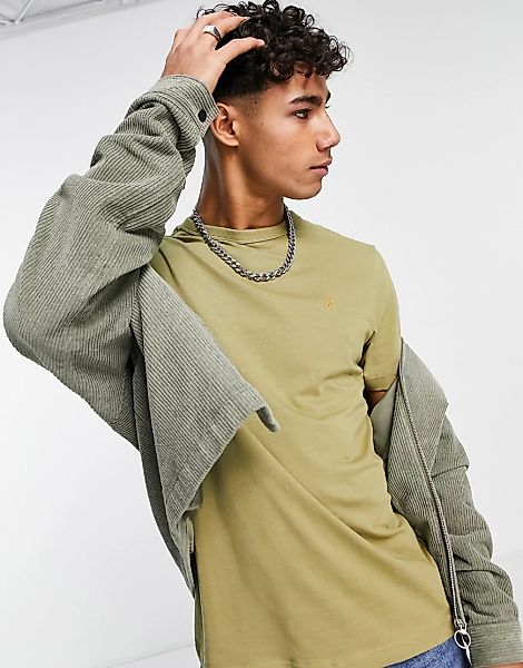 Farah – Danny – T-Shirt aus Bio-Baumwolle in Grün günstig online kaufen