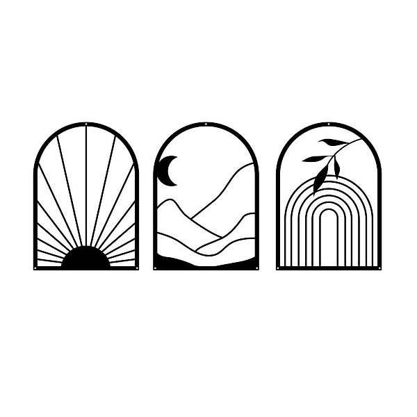 NUODWELL Wanddekoobjekt 3 Paneele Boho-Metall-Wandkunst, Natur günstig online kaufen