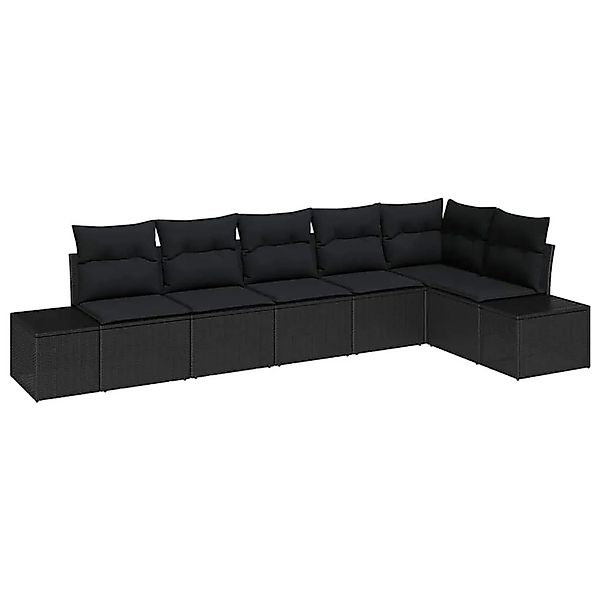 vidaXL Gartensofa-Set mit Speicher 6 Stk Schwarz Poly-Rattan 3355752 günstig online kaufen