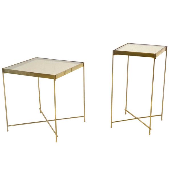 Beistelltisch Metall Glas in modernem Design quadratischer Tischplatte günstig online kaufen