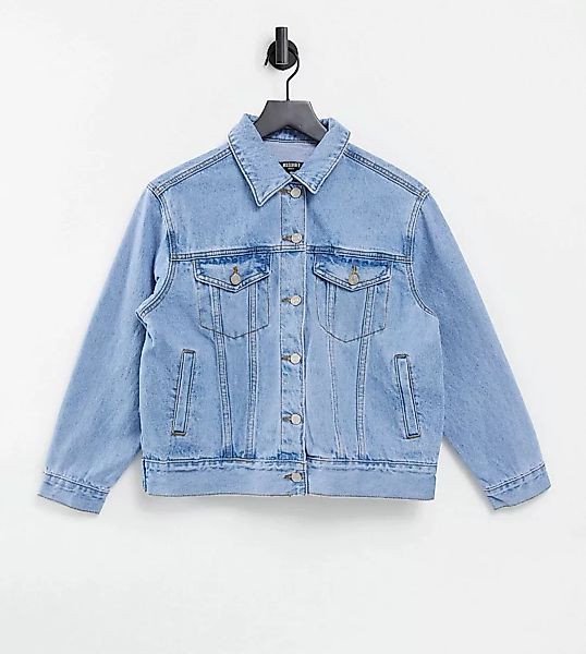 Missguided Petite – Oversized Jeansjacke in Stonewash-Blau günstig online kaufen