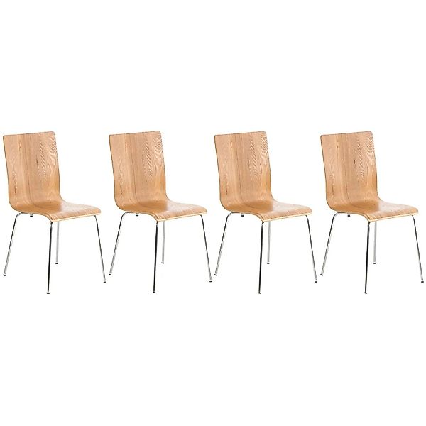 DELUKE 4er Set Besucherstuhl TUNIS Holz Eiche 43x47x87cm Konferenzstuhl War günstig online kaufen