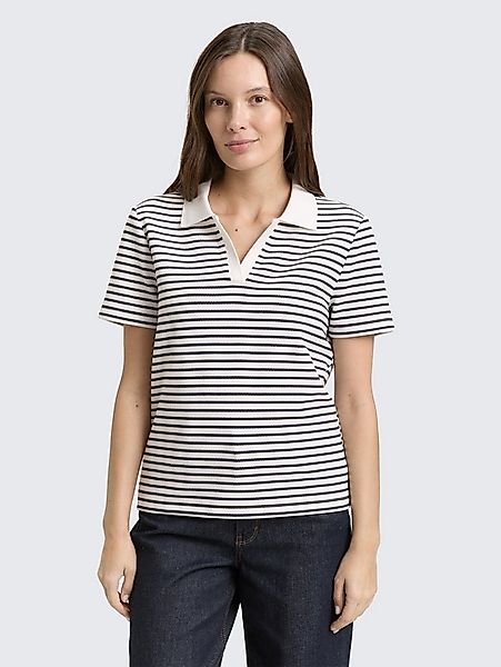 TOM TAILOR T-Shirt T-Shirt Poloshirt mit Streifenmuster günstig online kaufen