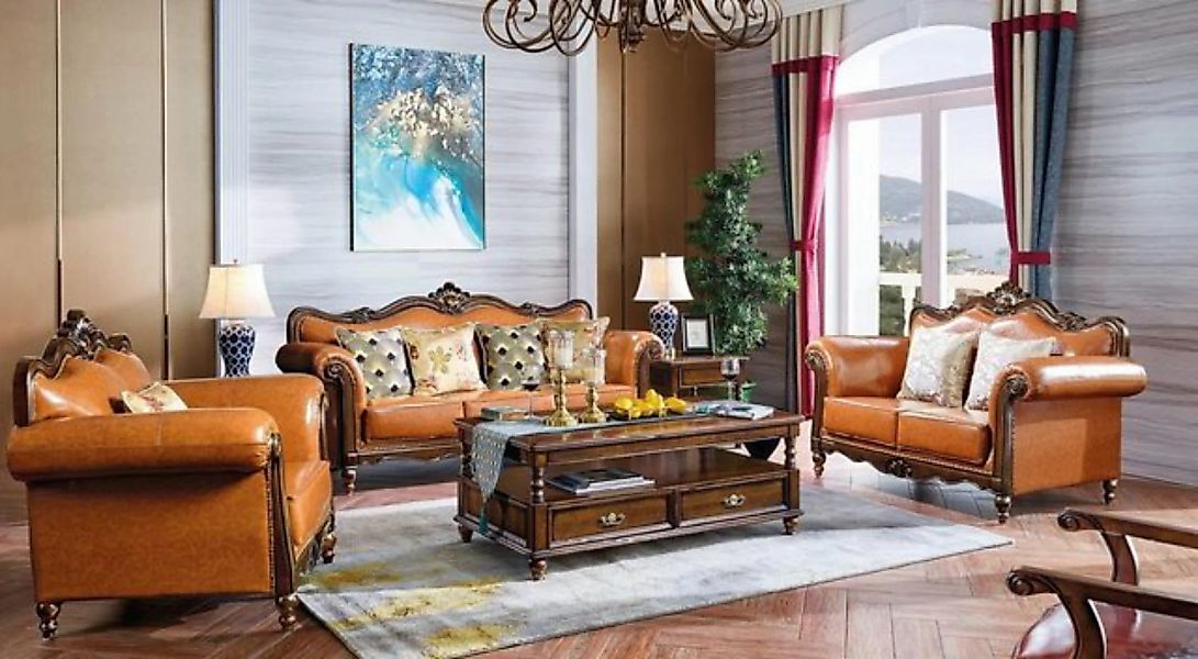 JVmoebel Sofa Amerikanische Sofagarnitur Ledersofa Couch Polster 321 Sitzer günstig online kaufen