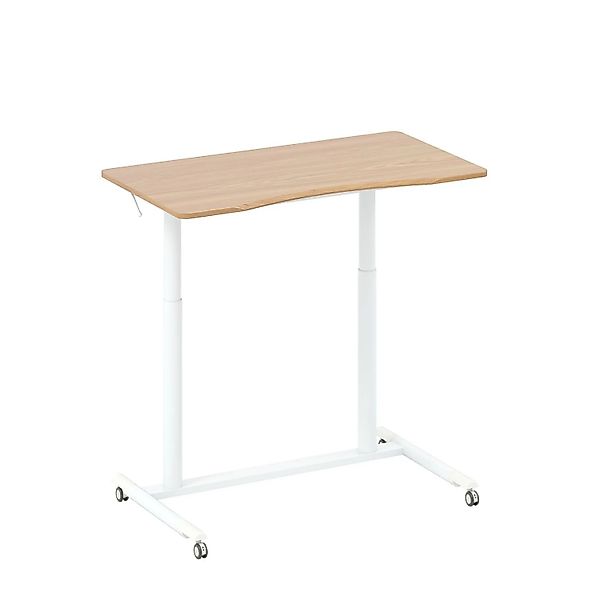 Costway C-Förmiger Schreibtisch mit Rollen 70-106 cm Natur günstig online kaufen