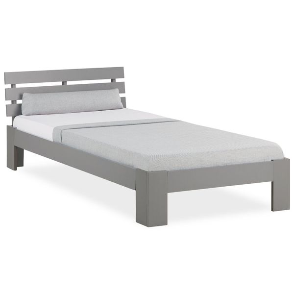 Homestyle4u Holzbett 90 x 200 cm mit Lattenrost und Bettkasten in Grau 2293 günstig online kaufen
