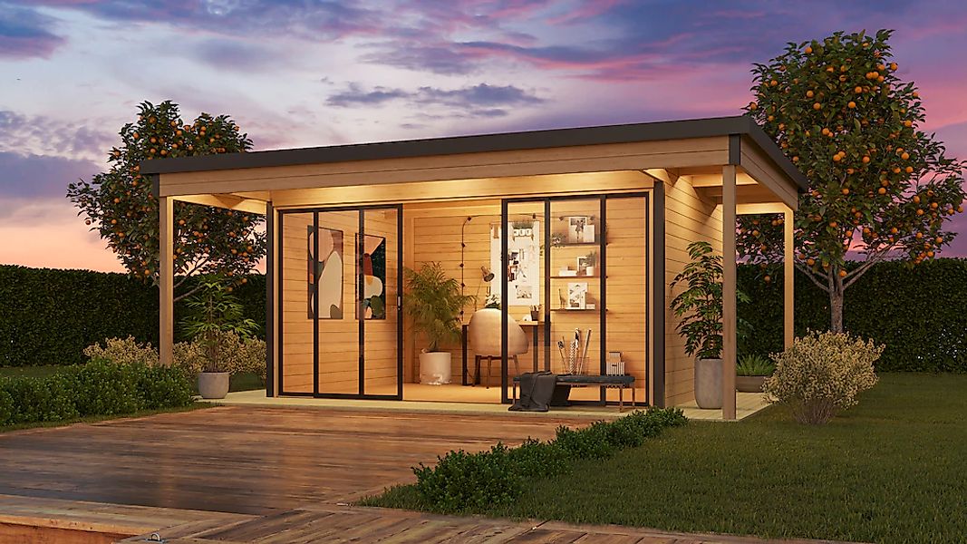 LASITA MAJA Gartenhaus "Domeo 4, Naturbelassen" mit Überdachung günstig online kaufen