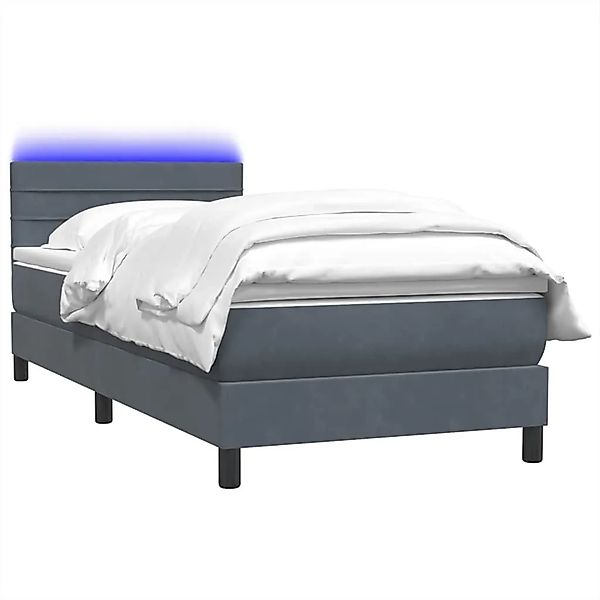vidaXL Boxspringbett mit Matratze & LED Dunkelgrau 80x220 cm Samt 3317002 günstig online kaufen