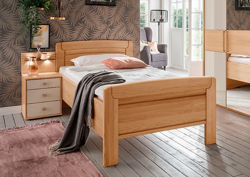 WIEMANN Holzbett "Kiruna, Bettgestell, Bettrahmen, teilmassiv Eiche", (4-fa günstig online kaufen