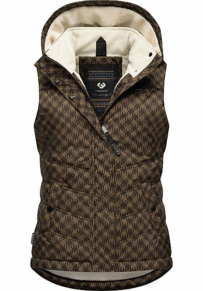 Ragwear Steppweste "Hesty Print" Weste mit abnehmbarer Kapuze und Hahnentri günstig online kaufen