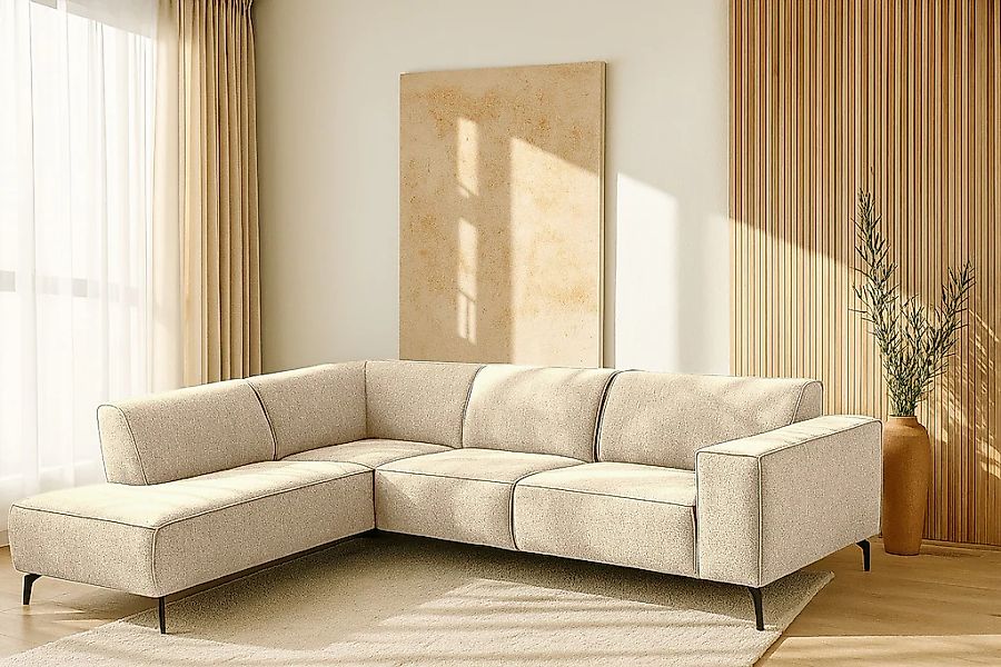 PLACES OF STYLE Ecksofa "Lorcan, Breite 275 cm, weiches Sitzgefühl" Massivh günstig online kaufen