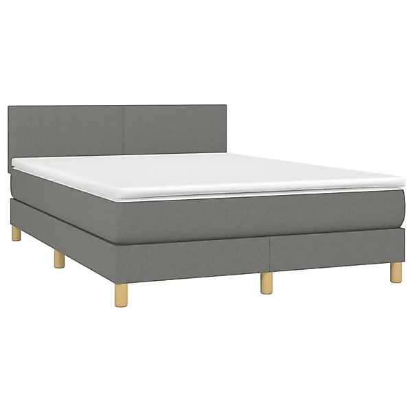 vidaXL Boxspringbett mit Matratze & LED Dunkelgrau 140x200 cm Stoff 3133558 günstig online kaufen