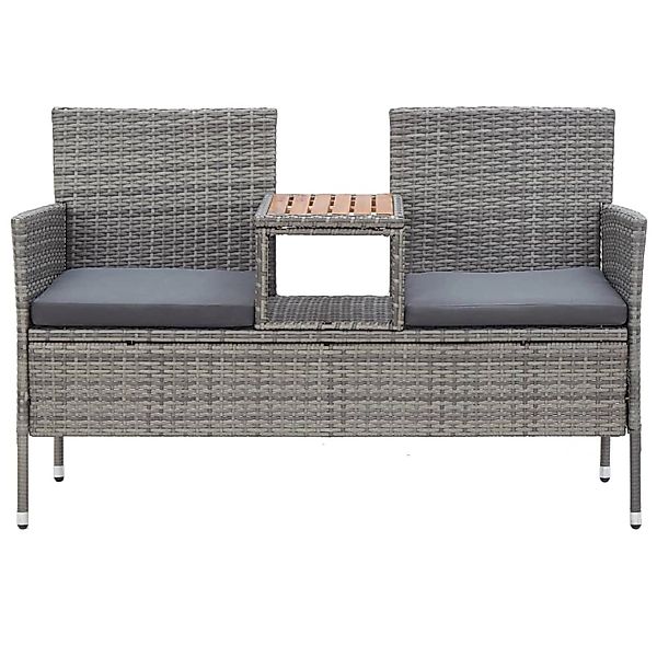 2-sitzer-gartenbank Mit Teetisch 143 Cm Poly Rattan Grau günstig online kaufen