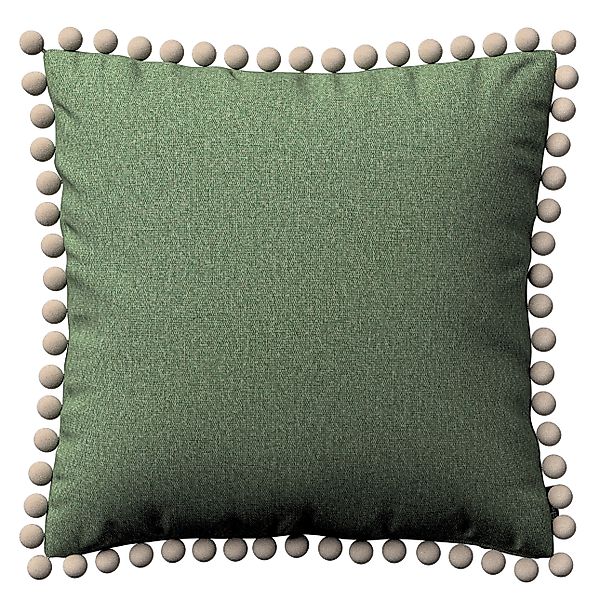 Kissenhülle Wera mit Bommeln, grün, 45 x 45 cm, Amsterdam (704-44) günstig online kaufen