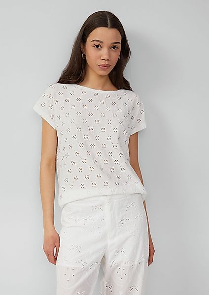 QS Kurzarmshirt Shirt mit Lochstickerei Lochstickerei günstig online kaufen