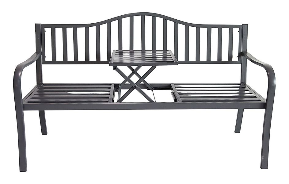 BURI Gartenbank Metall-Gartenbank mit integriertem Klapptisch günstig online kaufen