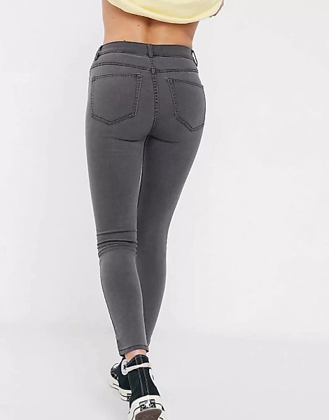 Pull&Bear – Sehr enge Jeans mit hohem Bund in Grau günstig online kaufen