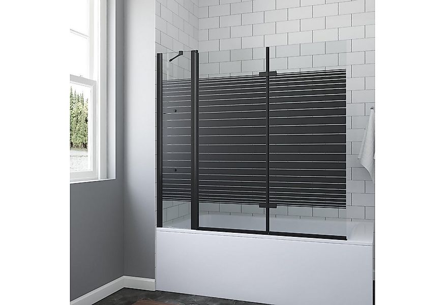 AQUABATOS Badewannenfaltwand Eck schwarz 3-teilig 150x140cm Duschabtrennung günstig online kaufen