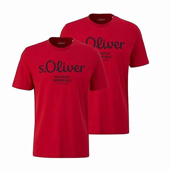 s.Oliver T-Shirt Casual (2-tlg) mit Rundhals-Ausschnitt, kurzarm, Logo-Aufd günstig online kaufen