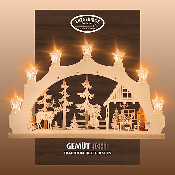 Weigla LED Schwibbogen "Weihnachtsabend, Lichterbogen aus Holz, NATUR, Made günstig online kaufen