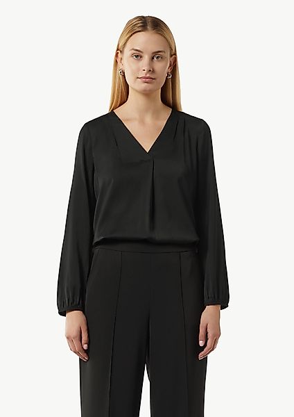 Comma Langarmbluse Satinbluse mit V-Ausschnitt günstig online kaufen