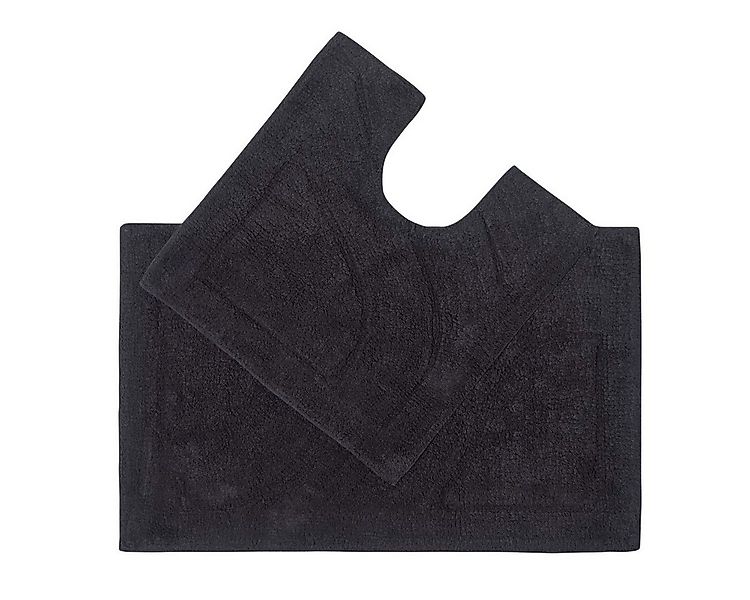 Homescapes Badematte 2 teiliges Luxus Badematten Set 100% Baumwolle schwarz günstig online kaufen