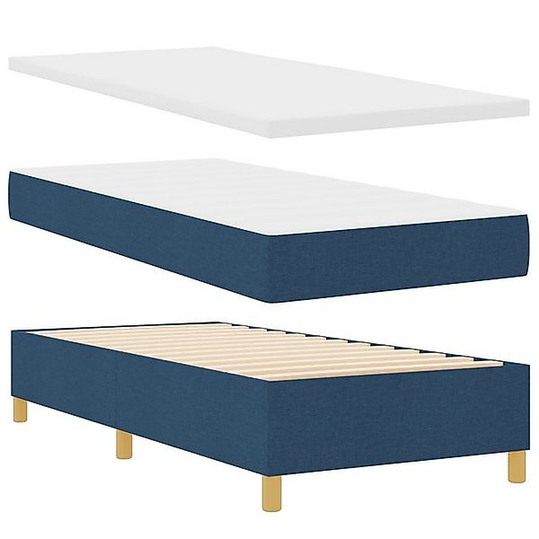 vidaXL Bett Boxspringbett mit Matratze & Bank Blau 100x200 cm Stoff (2-tlg) günstig online kaufen