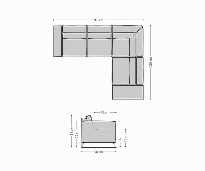 DELIFE Ecksofa Largo, Chenille Schlamm 290x230 Ottomane rechts günstig online kaufen