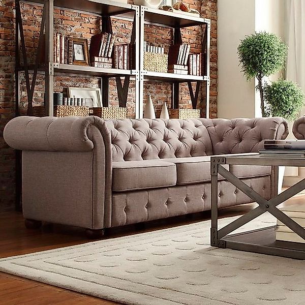 Xlmoebel Sofa Hochwertiges Stoffsofa Chesterfield mit Ledersitzpolster für günstig online kaufen