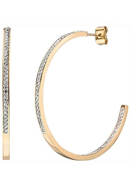 JOBO Paar Creolen, Edelstahl goldfarben beschichtet mit 134 Kristallsteinen günstig online kaufen