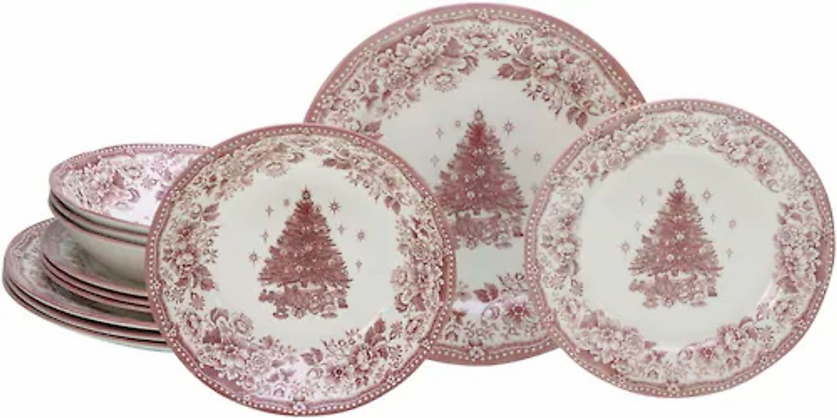 CreaTable Teller-Set »Tannenbaum Rot, Tellerset 12-tlg« Tannenbaum als Zent günstig online kaufen