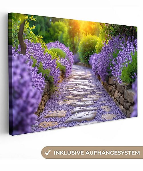 OneMillionCanvasses® Leinwandbild Blumen - Kröte - Lavendel - Garten, Fotod günstig online kaufen