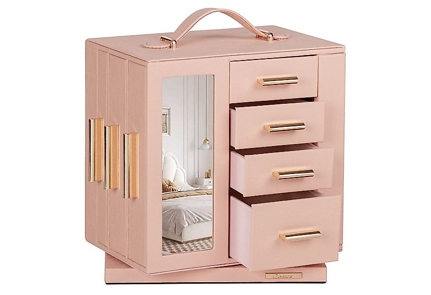 Yorbay Schmuckkasten 360° drehbar Schmuckkästchen mit 7 Schubladen, Fenster günstig online kaufen