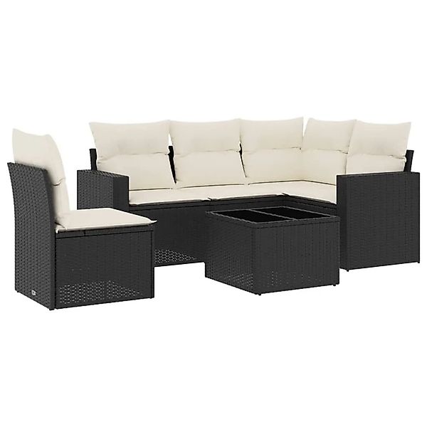 vidaXL 6-Tlg Garten-Sofagarnitur mit Kissen Schwarz Poly Rattan 3251313 günstig online kaufen