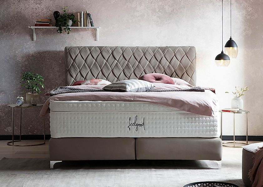 BettCo Boxspringbett Lyon (in Taupe Velours, günstig online kaufen