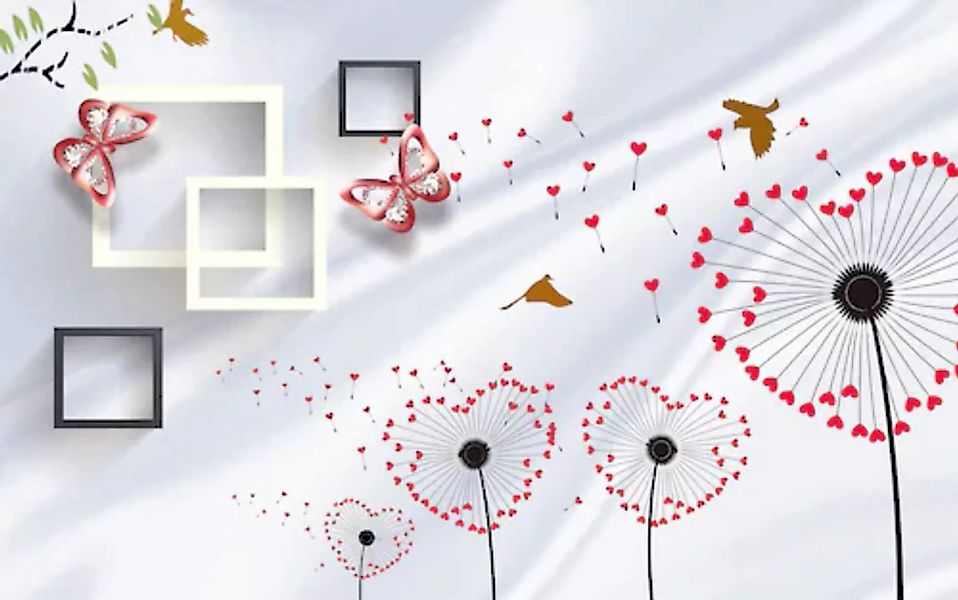 Papermoon Fototapete »Muster mit Schnmetterlingen und herzen« günstig online kaufen