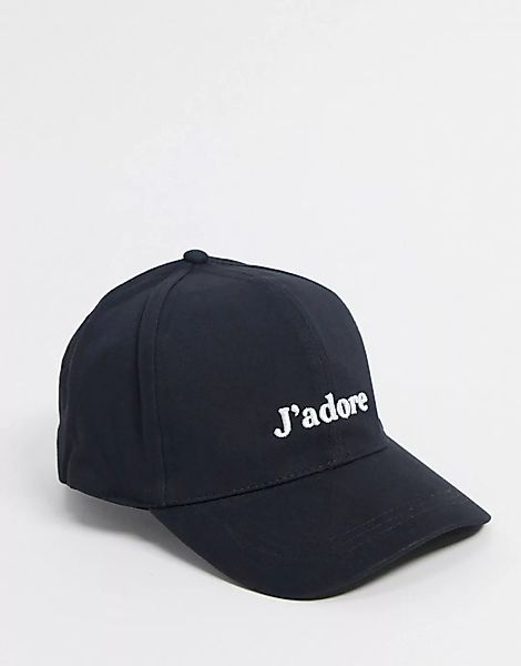 ASOS DESIGN – Baseballkappe mit J'adore-Logo in Schwarz günstig online kaufen