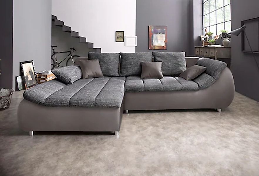 INOSIGN Ecksofa »Imola elegant und bequem, aktuelle Steppung im Sitz, L-For günstig online kaufen