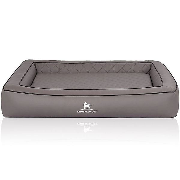 Knuffelwuff Hundebett Hampstead Orthopädisch Kunstleder 120 x 100cm Grau günstig online kaufen