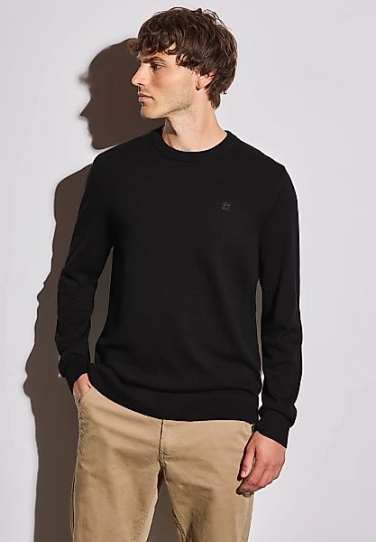 STREET ONE MEN Rundhalspullover, aus reiner Baumwolle günstig online kaufen