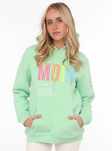 Zwillingsherz Sweatshirt, mit aufgesticktem â€žMoinâ€œ-Schriftzug in Neonfa günstig online kaufen