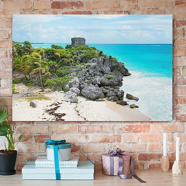 Leinwandbild Strand - Querformat Karibikküste Tulum Ruinen günstig online kaufen