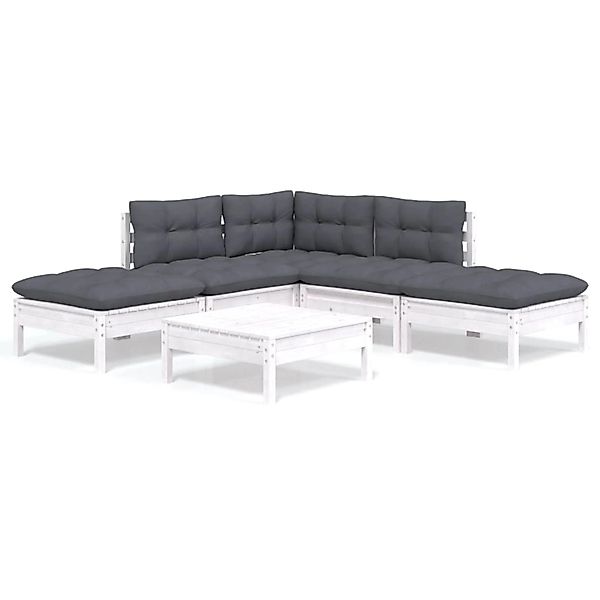 vidaXL 6-Tlg Garten-Lounge-Set mit Kissen Weiß Kiefernholz 3096317 günstig online kaufen