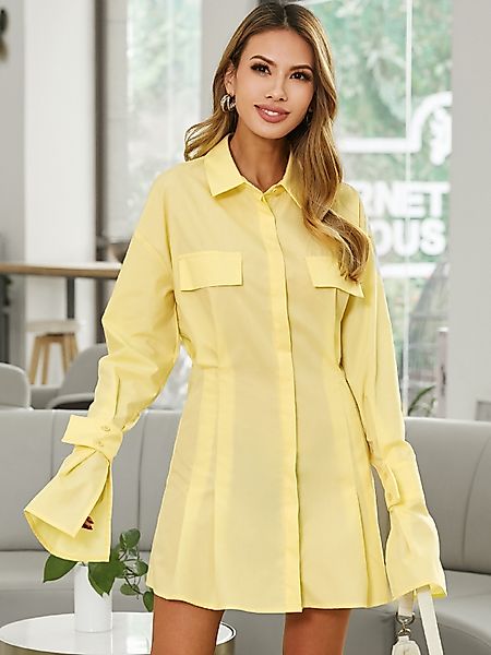YOINS Taschengestaltung Glockenärmel Mini Kleid günstig online kaufen