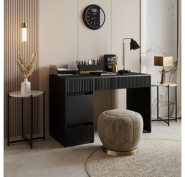 Vicco Schreibtisch Omira, Schwarz, 120 x 55 cm mit 5 Schubladen (1-St) günstig online kaufen