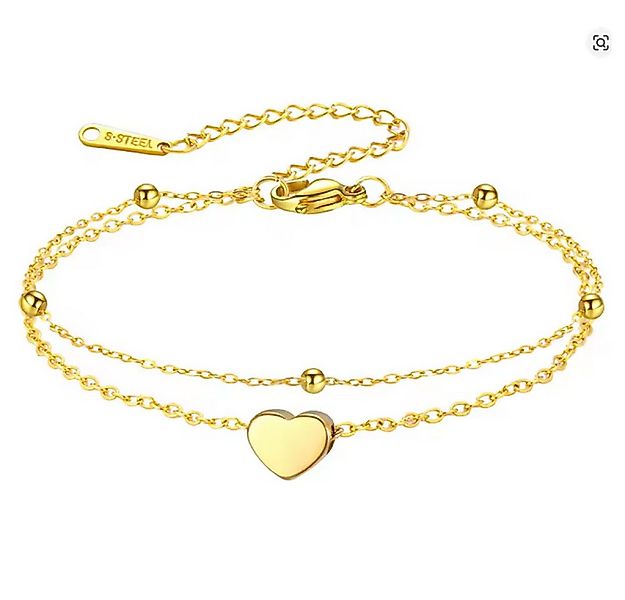 Ware aus aller Welt Fußkette Edelstahl Damen-Fußkettchen mit Herz-Anhänger günstig online kaufen