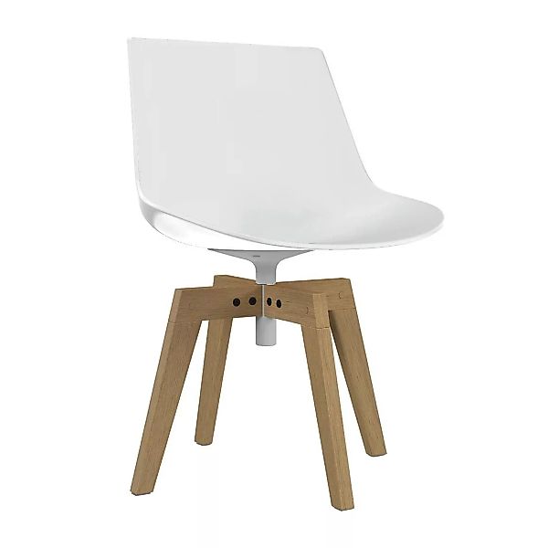 MDF Italia - Flow Stuhl Vierfußgestell Eiche - weiß/Sitzschale weiß pigment günstig online kaufen
