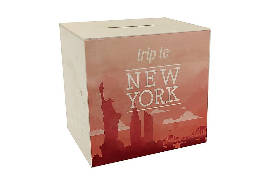 speecheese Spardose Spardose aus Holz mit schönem Motiv und Text - Trip to günstig online kaufen